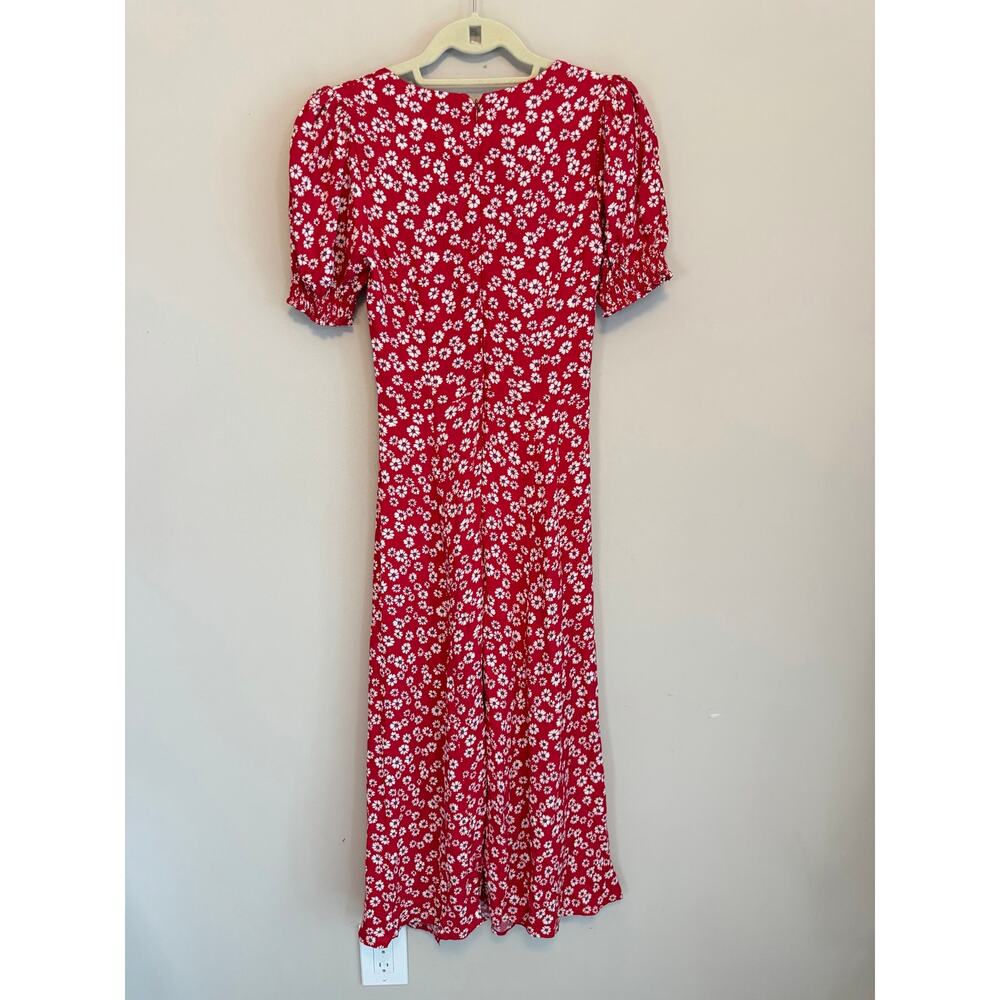 Reformation Floral Maxi Dress 4 Red Summer Cottagecore Prairie Feminine Romantic - Picture 2 of 8